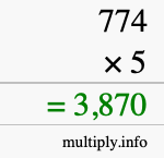 How to calculate 774 times 5 using long multiplication How to calculate 774 times 5 using long multiplication