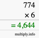How to calculate 774 times 6 using long multiplication