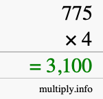 How to calculate 775 times 4 using long multiplication How to calculate 775 times 4 using long multiplication