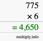 How to calculate 775 times 6 using long multiplication