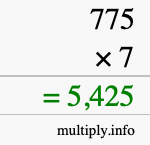 How to calculate 775 times 7 using long multiplication