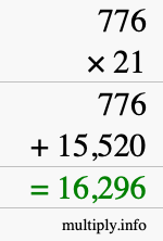 How to calculate 776 times 21 using long multiplication