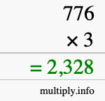 How to calculate 776 times 3 using long multiplication