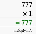 How to calculate 777 times 1 using long multiplication How to calculate 777 times 1 using long multiplication