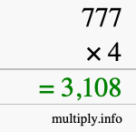 How to calculate 777 times 4 using long multiplication How to calculate 777 times 4 using long multiplication