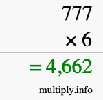How to calculate 777 times 6 using long multiplication