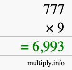 How to calculate 777 times 9 using long multiplication How to calculate 777 times 9 using long multiplication
