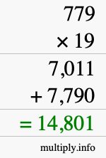 How to calculate 779 times 19 using long multiplication