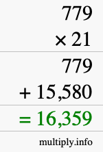 How to calculate 779 times 21 using long multiplication