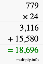 How to calculate 779 times 24 using long multiplication How to calculate 779 times 24 using long multiplication