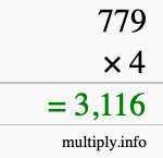 How to calculate 779 times 4 using long multiplication How to calculate 779 times 4 using long multiplication