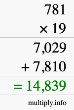 How to calculate 781 times 19 using long multiplication