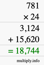 How to calculate 781 times 24 using long multiplication