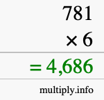 How to calculate 781 times 6 using long multiplication