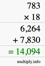 How to calculate 783 times 18 using long multiplication