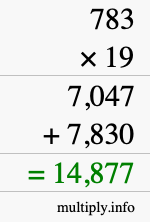How to calculate 783 times 19 using long multiplication