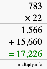 How to calculate 783 times 22 using long multiplication