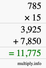 How to calculate 785 times 15 using long multiplication