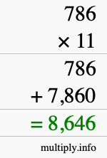 How to calculate 786 times 11 using long multiplication