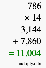 How to calculate 786 times 14 using long multiplication