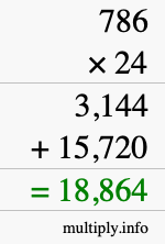 How to calculate 786 times 24 using long multiplication