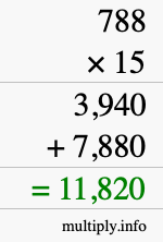 How to calculate 788 times 15 using long multiplication