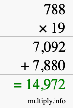 How to calculate 788 times 19 using long multiplication