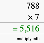 How to calculate 788 times 7 using long multiplication