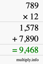 How to calculate 789 times 12 using long multiplication How to calculate 789 times 12 using long multiplication