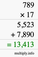 How to calculate 789 times 17 using long multiplication