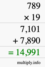 How to calculate 789 times 19 using long multiplication