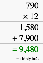 How to calculate 790 times 12 using long multiplication How to calculate 790 times 12 using long multiplication