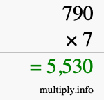 How to calculate 790 times 7 using long multiplication