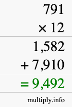How to calculate 791 times 12 using long multiplication How to calculate 791 times 12 using long multiplication