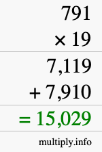 How to calculate 791 times 19 using long multiplication