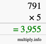 How to calculate 791 times 5 using long multiplication How to calculate 791 times 5 using long multiplication