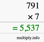 How to calculate 791 times 7 using long multiplication