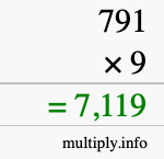 How to calculate 791 times 9 using long multiplication How to calculate 791 times 9 using long multiplication