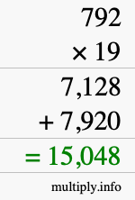 How to calculate 792 times 19 using long multiplication