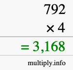 How to calculate 792 times 4 using long multiplication How to calculate 792 times 4 using long multiplication