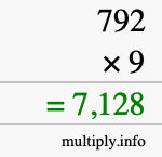How to calculate 792 times 9 using long multiplication How to calculate 792 times 9 using long multiplication