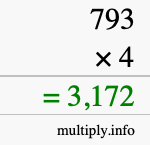 How to calculate 793 times 4 using long multiplication How to calculate 793 times 4 using long multiplication
