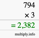 How to calculate 794 times 3 using long multiplication How to calculate 794 times 3 using long multiplication