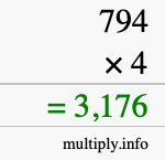 How to calculate 794 times 4 using long multiplication How to calculate 794 times 4 using long multiplication