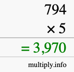 How to calculate 794 times 5 using long multiplication How to calculate 794 times 5 using long multiplication