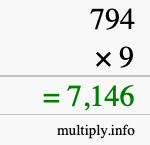 How to calculate 794 times 9 using long multiplication How to calculate 794 times 9 using long multiplication