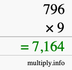 How to calculate 796 times 9 using long multiplication How to calculate 796 times 9 using long multiplication