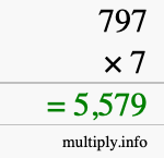 How to calculate 797 times 7 using long multiplication