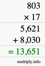 How to calculate 803 times 17 using long multiplication How to calculate 803 times 17 using long multiplication