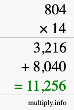 How to calculate 804 times 14 using long multiplication How to calculate 804 times 14 using long multiplication